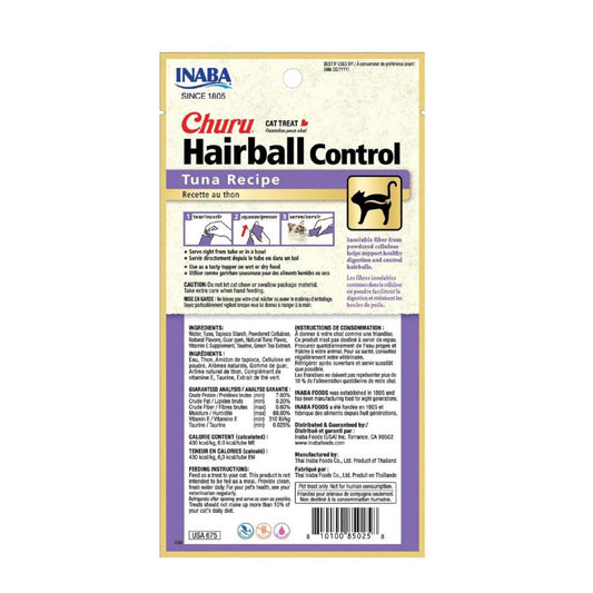 Churu Premio Cremoso Cuidado Bolas de Pelo para Gato Todas las Edades Receta Atún 4 pzs