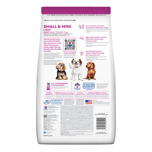 Hill's Science Diet Small & Mini Light Alimento para Perro Adulto Raza Pequeña y Mini (UNICAMENTE BAJO PEDIDO)