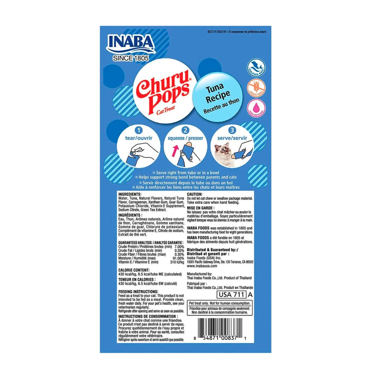 Churu Pops Premio Suave Natural para Gato Todas las Etapas de Vida Receta Atún 4 pzs