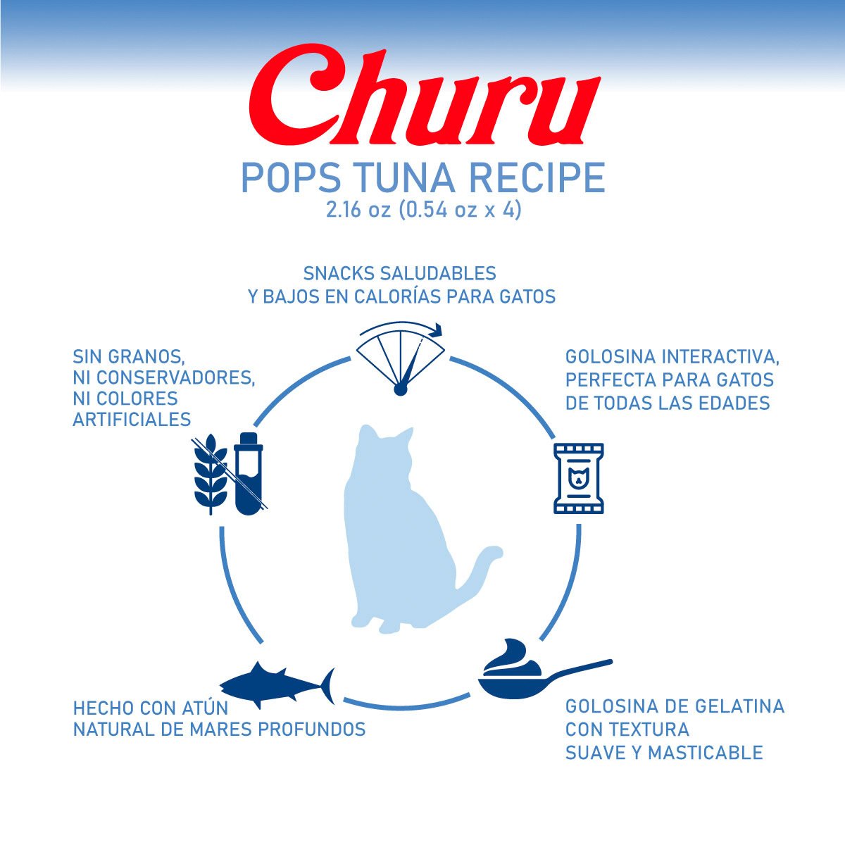 Churu Pops Premio Suave Natural para Gato Todas las Etapas de Vida Receta Atún 4 pzs