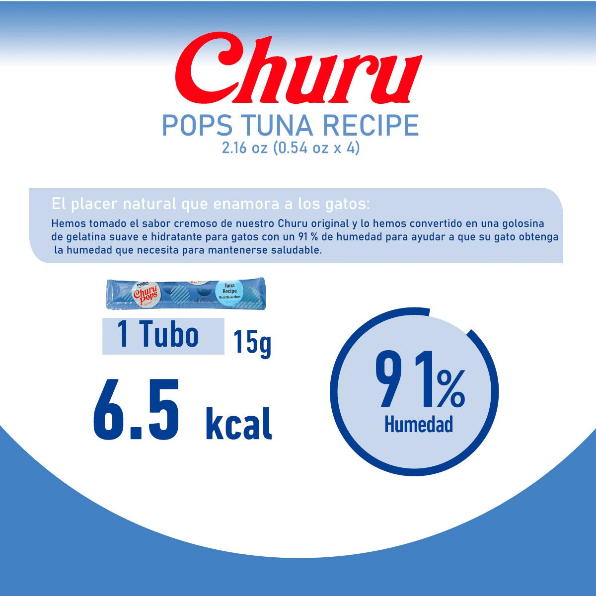 Churu Pops Premio Suave Natural para Gato Todas las Etapas de Vida Receta Atún 4 pzs