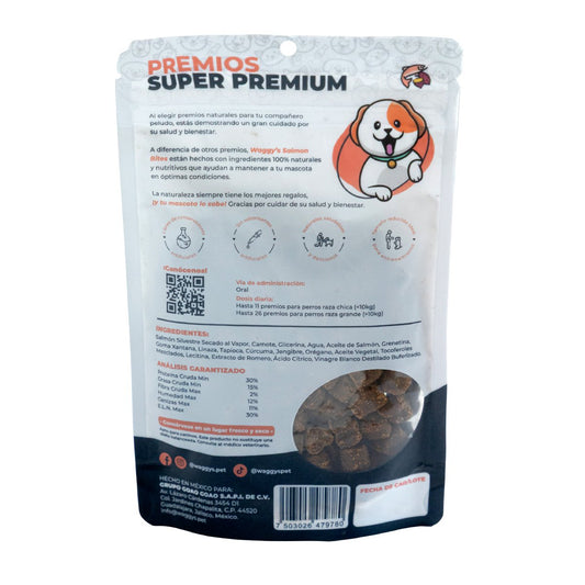 Waggy's Bites Premios Suaves Receta Salmón y Camote para Perro 100 g