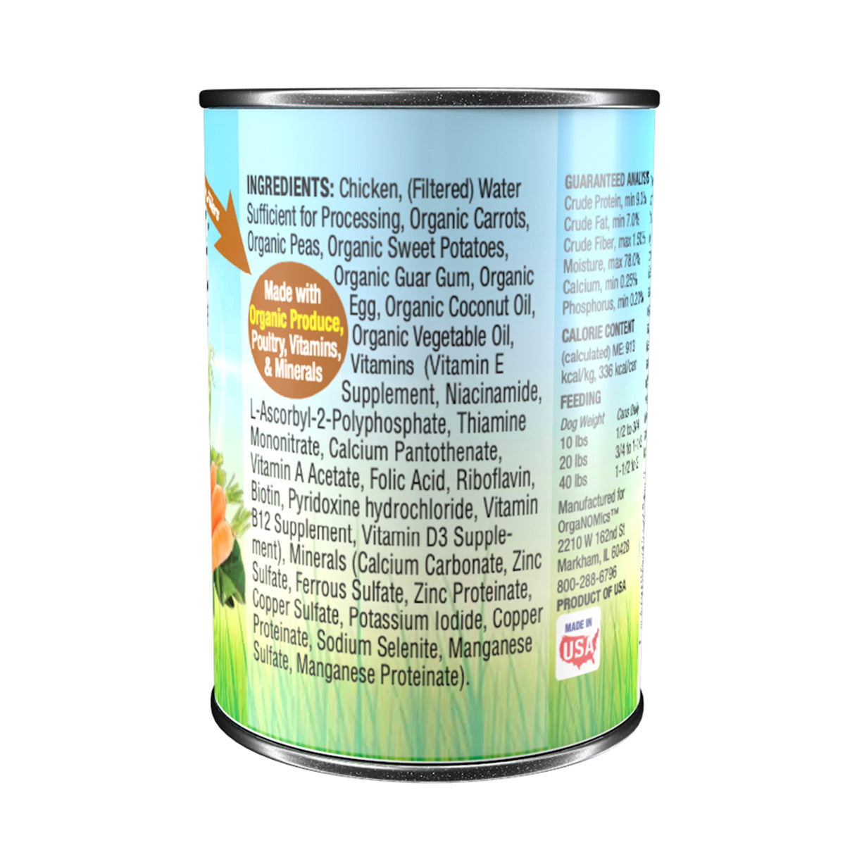 Alimento Organomics Pollo Para Perro Lata 354g