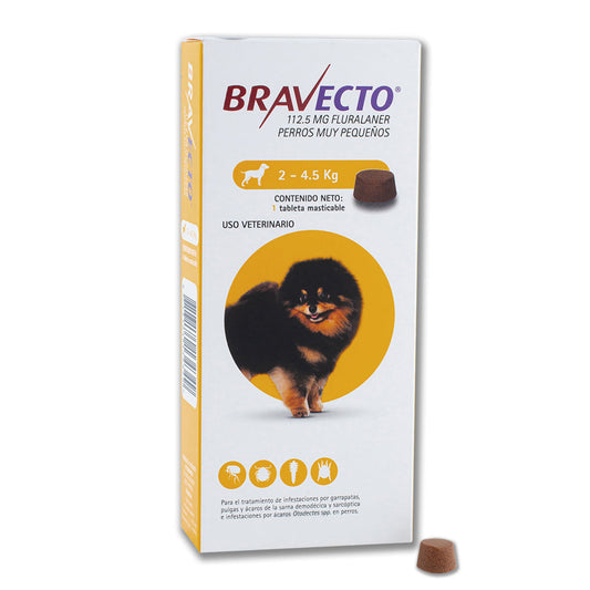 Bravecto XS 1 Tableta De 2 kg A 4.5 kg 112.5 mg