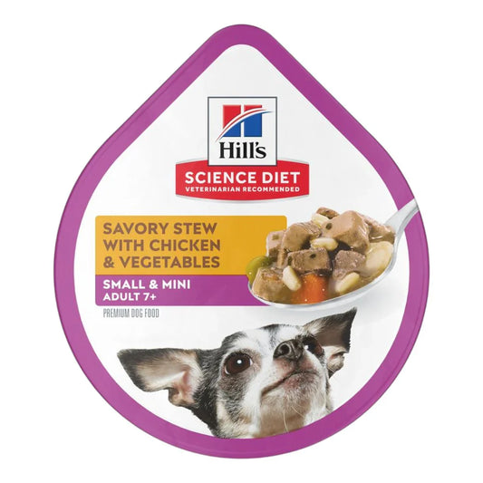 Hill's Science Diet 7+ Small & Mini Alimento Húmedo para Perro Senior Raza Pequeña y Mini Receta Pollo, 99 g