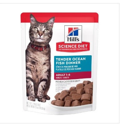 Hill's Science Diet Alimento Húmedo Gato Adulto Receta Pescado Marino Trocitos en Salsa 79 g