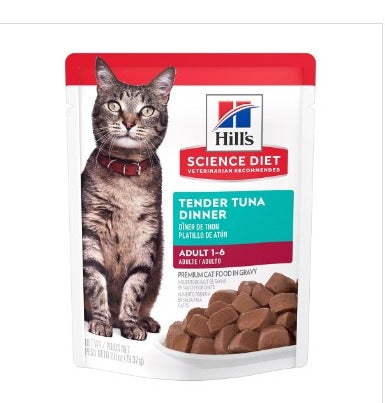 Hill's Science Diet Alimento Húmedo Gato Adulto Receta Atún Trocitos en Salsa 79 g