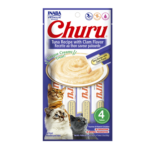 Churu Premio Cremoso Natural para Gato Todas las Etapas de Vida Receta Atún y Almeja 4 pzs
