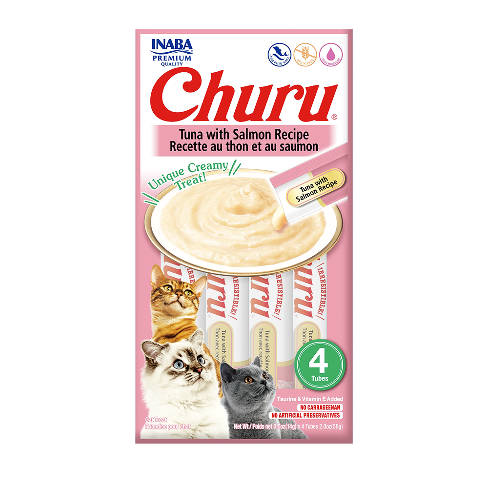 Churu Premio Cremoso Natural para Gato Todas las Etapas de Vida Receta Atún y Salmón 4 pzs