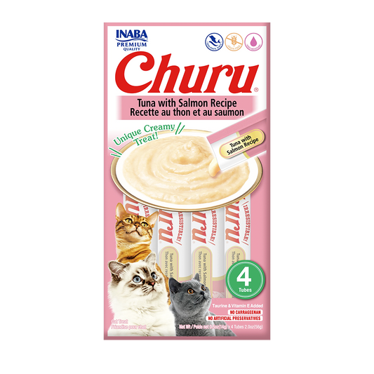 Churu Premio Cremoso Natural para Gato Todas las Etapas de Vida Receta Atún y Salmón 4 pzs