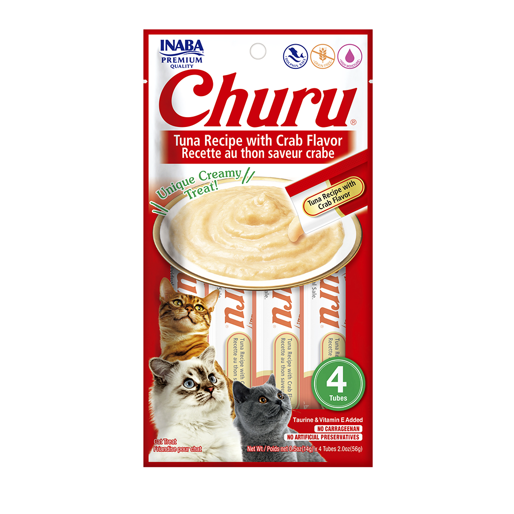 Churu Premio Cremoso Natural para Gato Todas las Etapas de Vida Receta Atún y Cangrejo 4 pzs